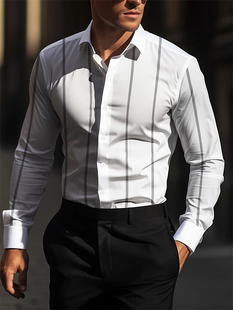Men's Casual Button Down Shirt – Lightweight Solid Color Long Sleeve Top — close-up