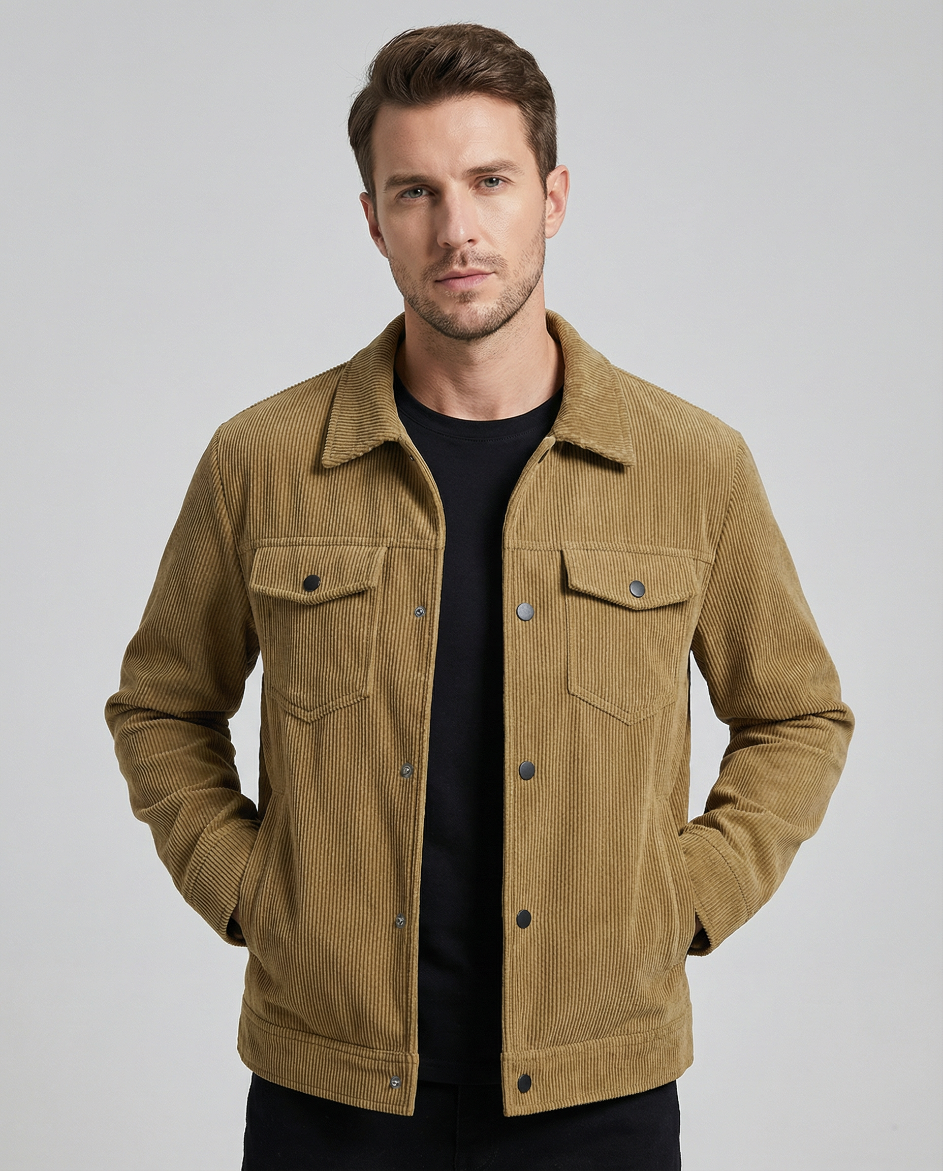 Men's Casual Corduroy Jacket – Stylish Versatile Outerwear for All Seasons — back view