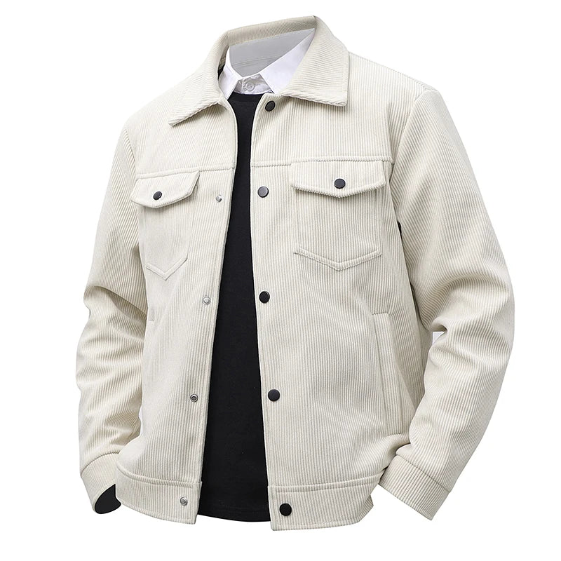 Men's Casual Corduroy Jacket – Stylish Versatile Outerwear for All Seasons — close-up