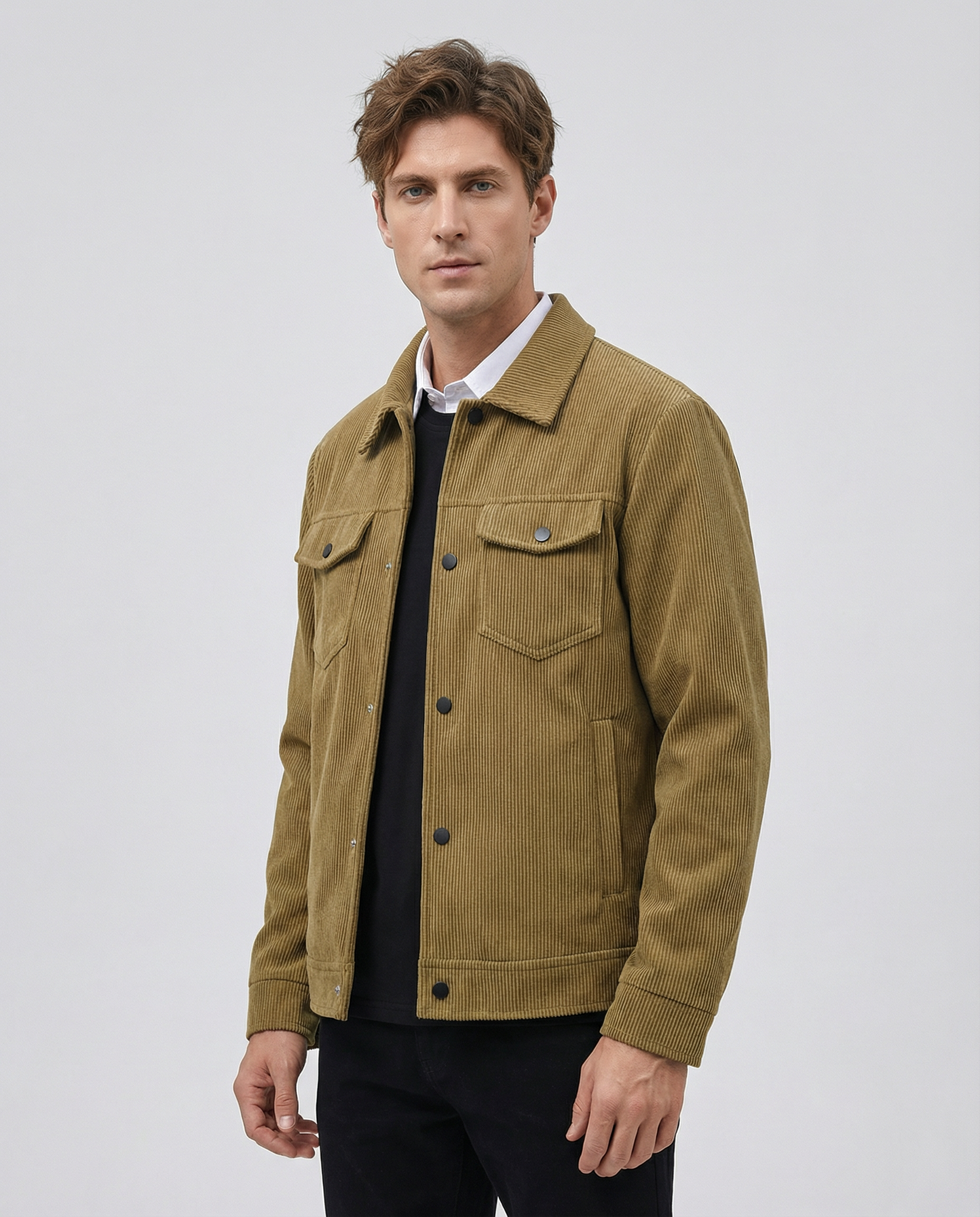 Men's Casual Corduroy Jacket – Stylish Versatile Outerwear for All Seasons — detail view