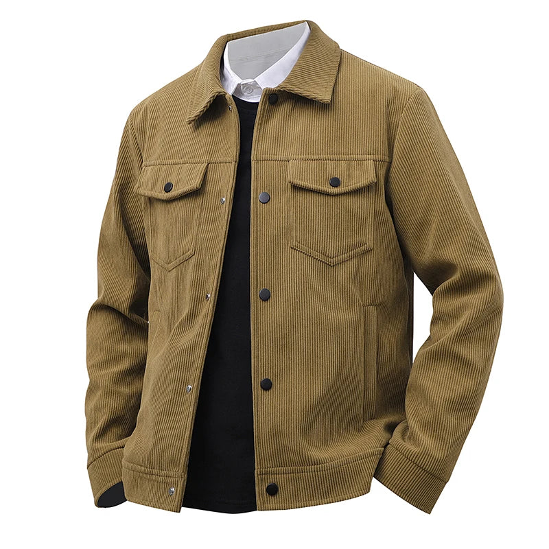 Men's Casual Corduroy Jacket – Stylish Versatile Outerwear for All Seasons — model wearing