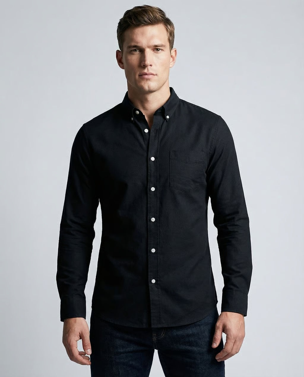 Men's Casual Dress Shirt – Slim Fit Long-Sleeved Style for Year-Round Versatility