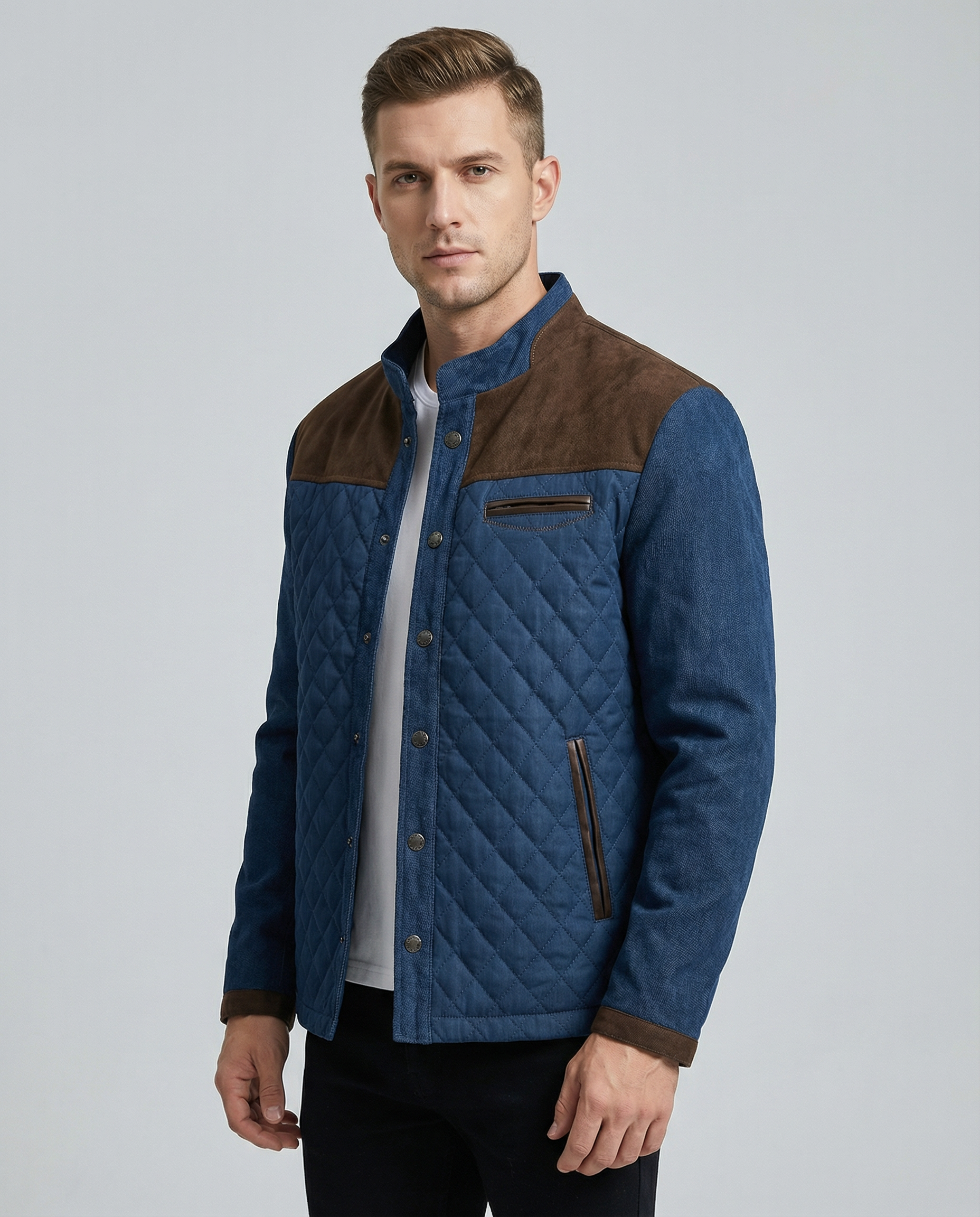 Men's Casual Jacket – Stylish Patchwork Design for Everyday Comfort