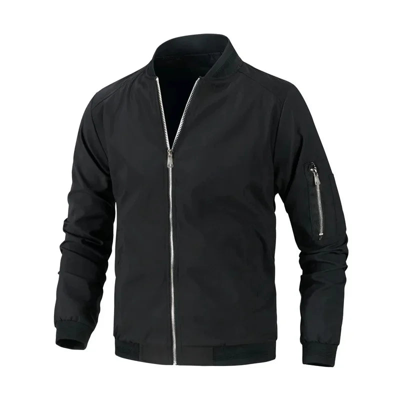 Men's Casual Jacket – Windproof Slim Fit Baseball Coat for Stylish Spring Outings — close-up