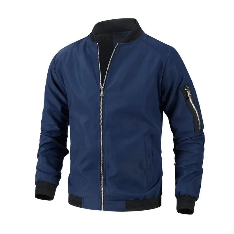 Men's Casual Jacket – Windproof Slim Fit Baseball Coat for Stylish Spring Outings — fabric detail