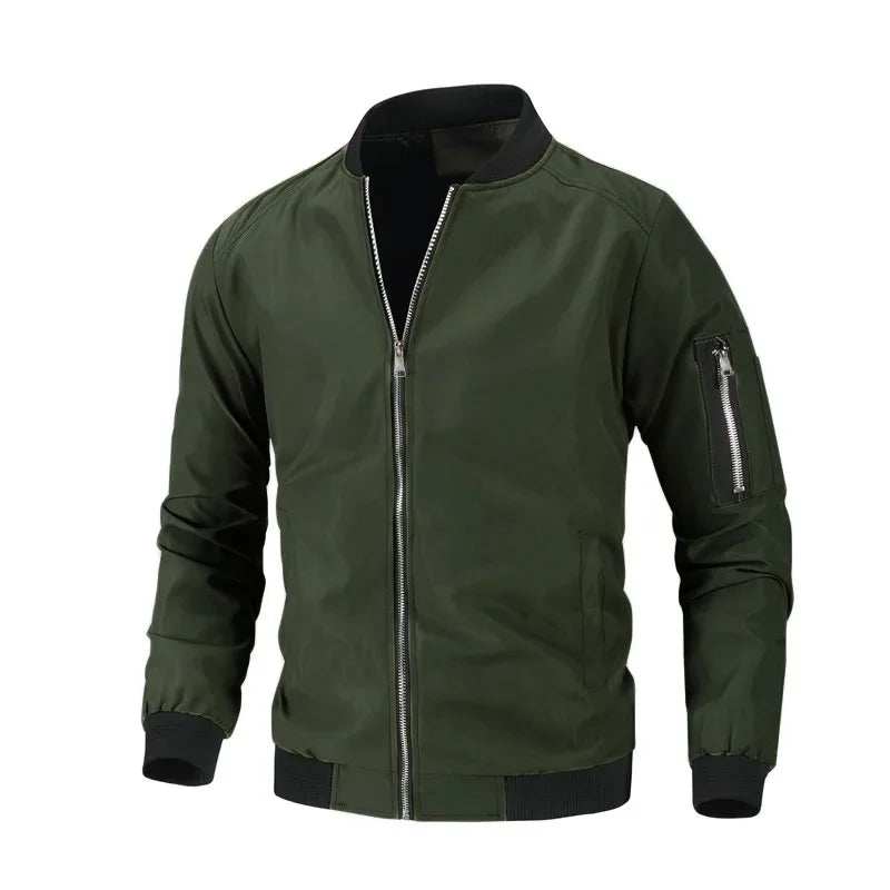 Men's Casual Jacket – Windproof Slim Fit Baseball Coat for Stylish Spring Outings — styling detail