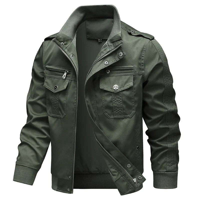 Men's Casual Jacket – Windproof Tactical Design for Outdoor Adventures — close-up