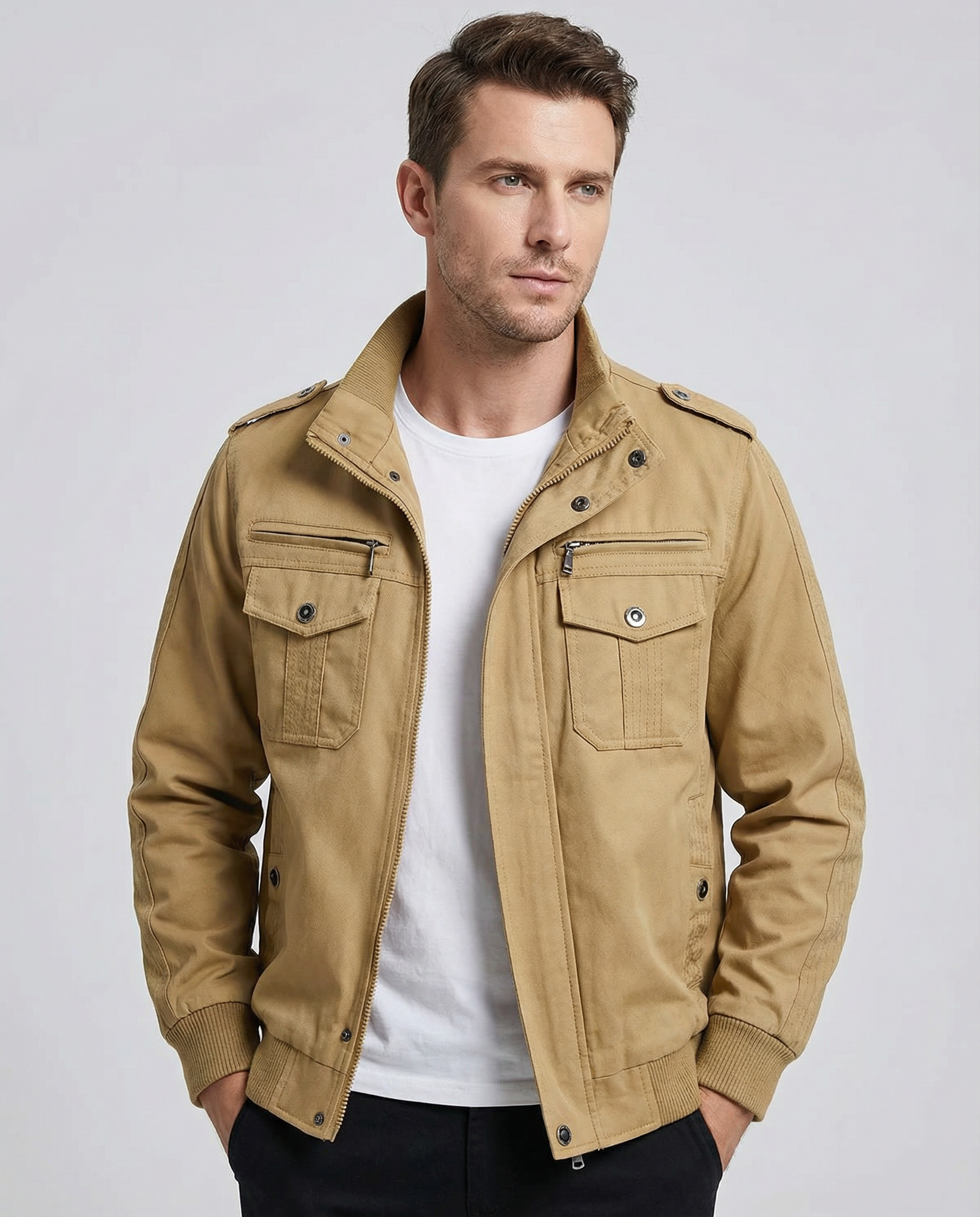 Men's Casual Jacket – Windproof Tactical Design for Outdoor Adventures — detail view