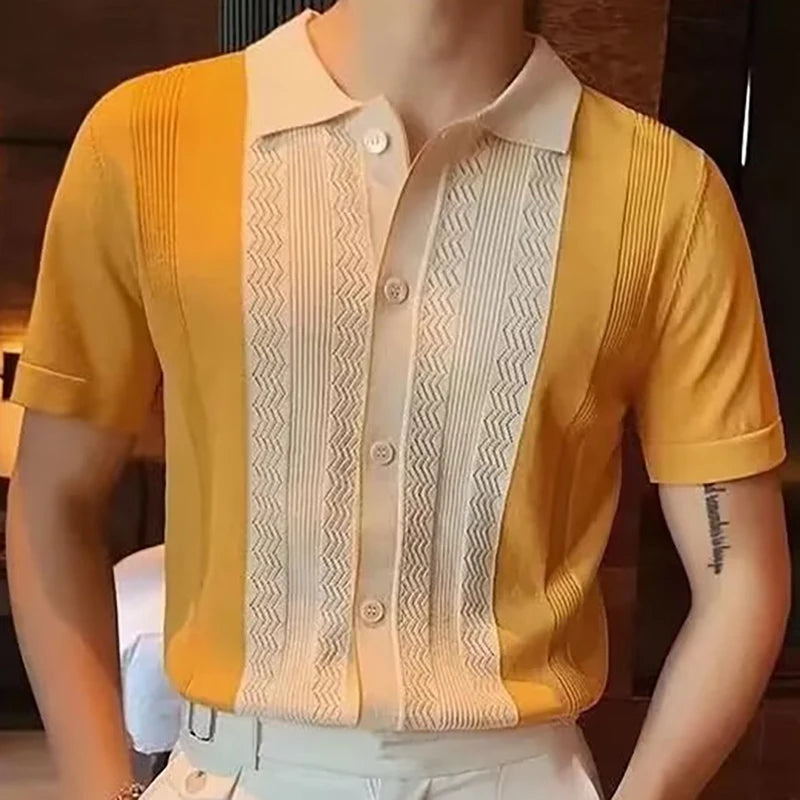 Men's Casual Knit Polo – Stylish Slim Fit Short Sleeve for Summer Outings — back view
