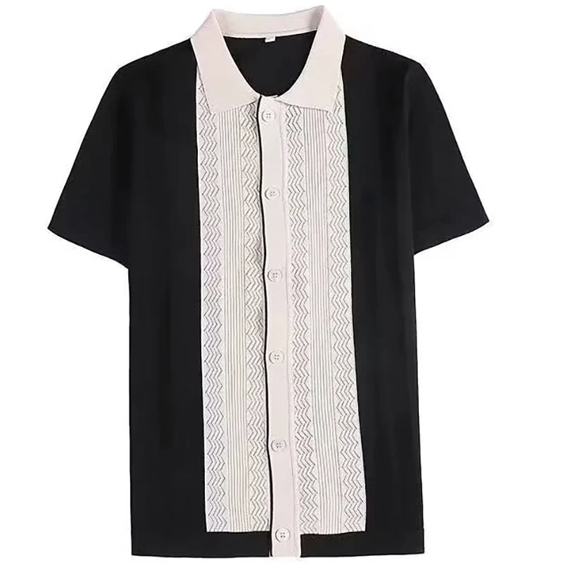 Men's Casual Knit Polo – Stylish Slim Fit Short Sleeve for Summer Outings — close-up