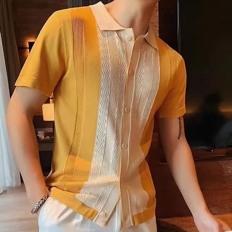 Men's Casual Knit Polo – Stylish Slim Fit Short Sleeve for Summer Outings — side view