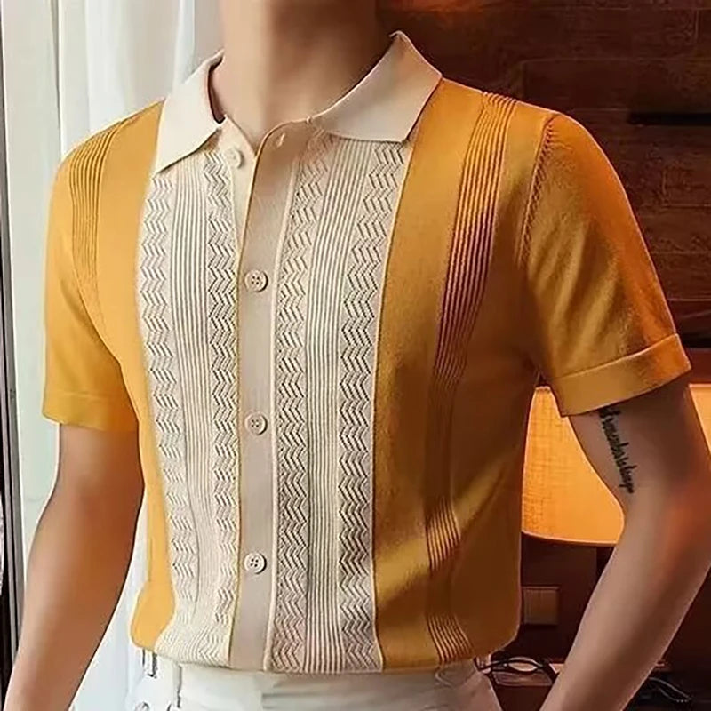 Men's Casual Knit Polo – Stylish Slim Fit Short Sleeve for Summer Outings