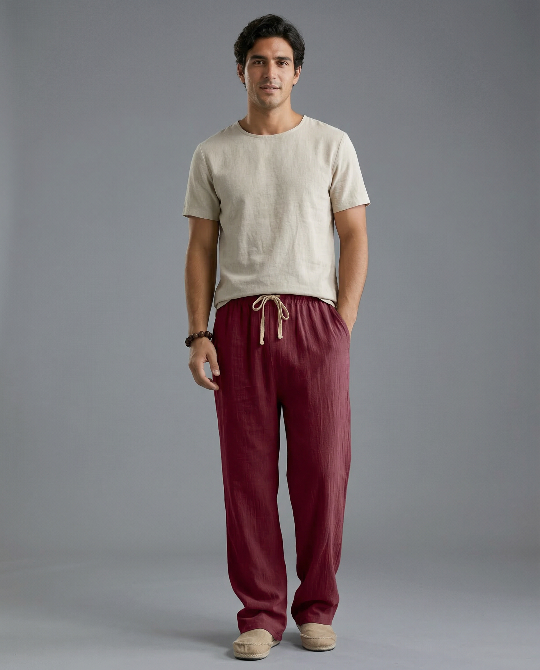 Men's Casual Linen Pants – Breathable Summer Comfort — back view