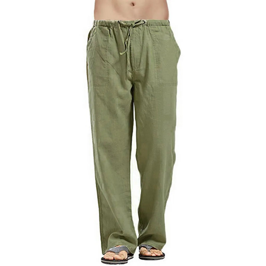 Men's Casual Linen Pants – Breathable Summer Comfort — fabric detail