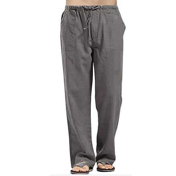 Men's Casual Linen Pants – Breathable Summer Comfort — model wearing