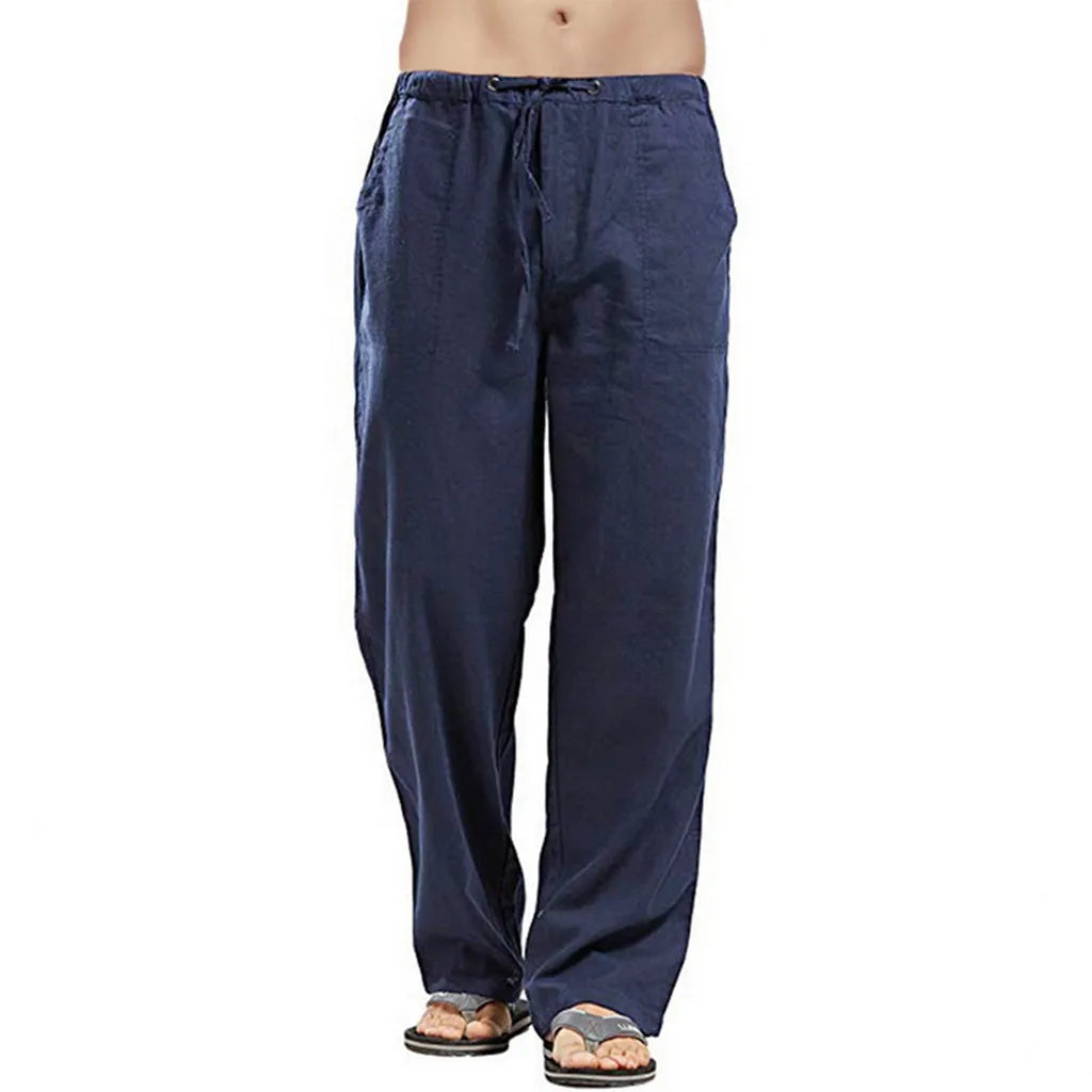 Men's Casual Linen Pants – Breathable Summer Comfort — styling shot