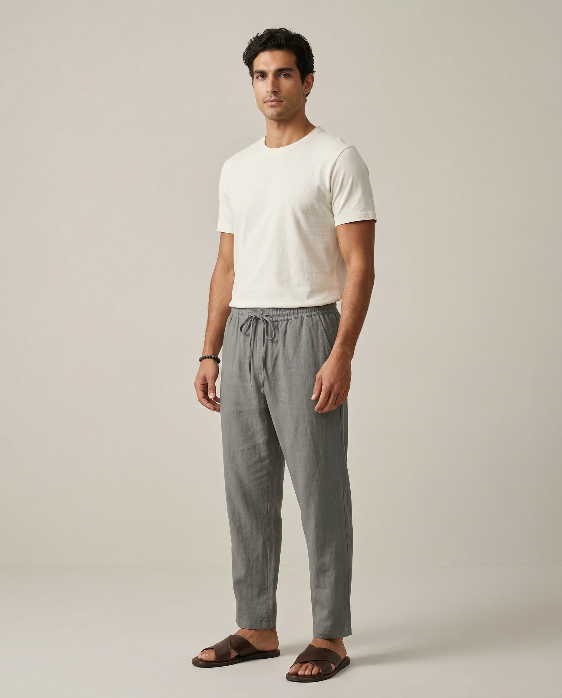 Men's Casual Linen Pants – Breathable Wide-Leg Design for Comfort — side view