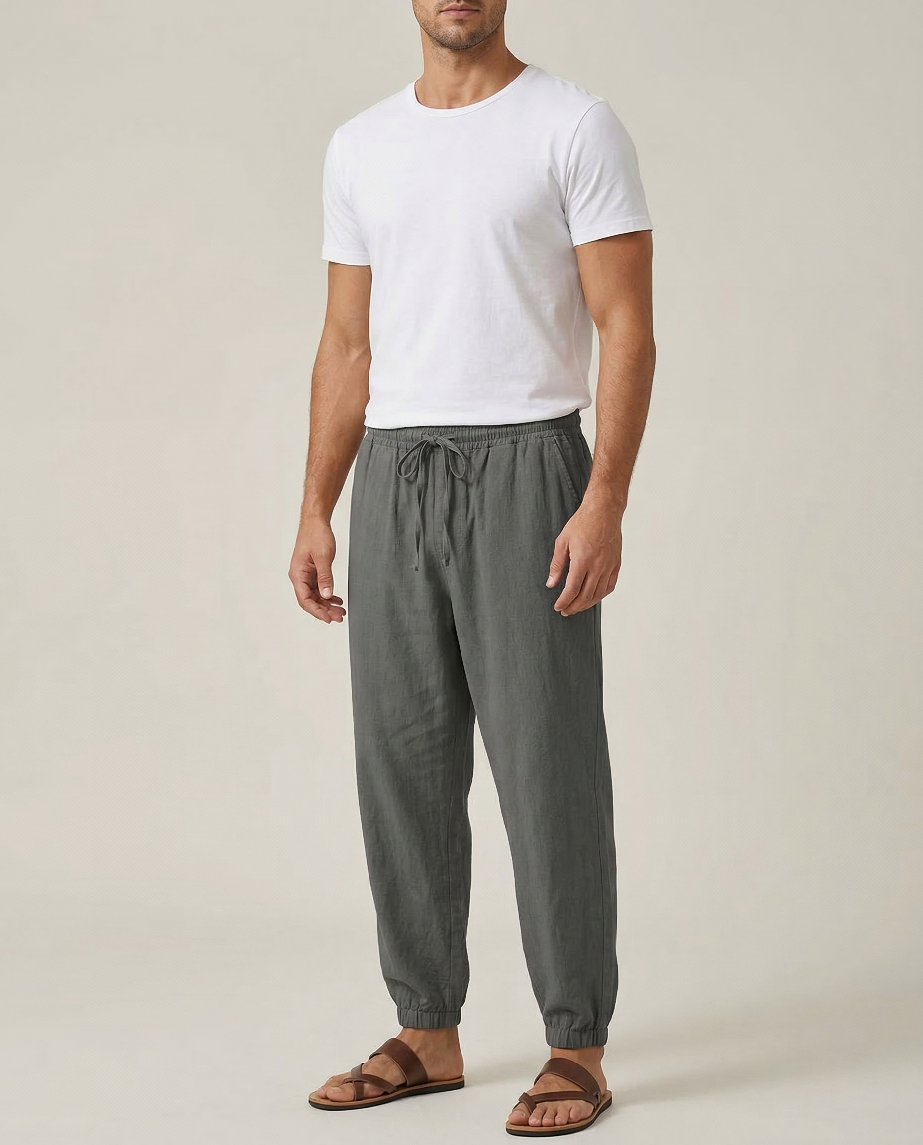 Men's Casual Linen Pants – Breathable Wide-Leg Design for Comfort