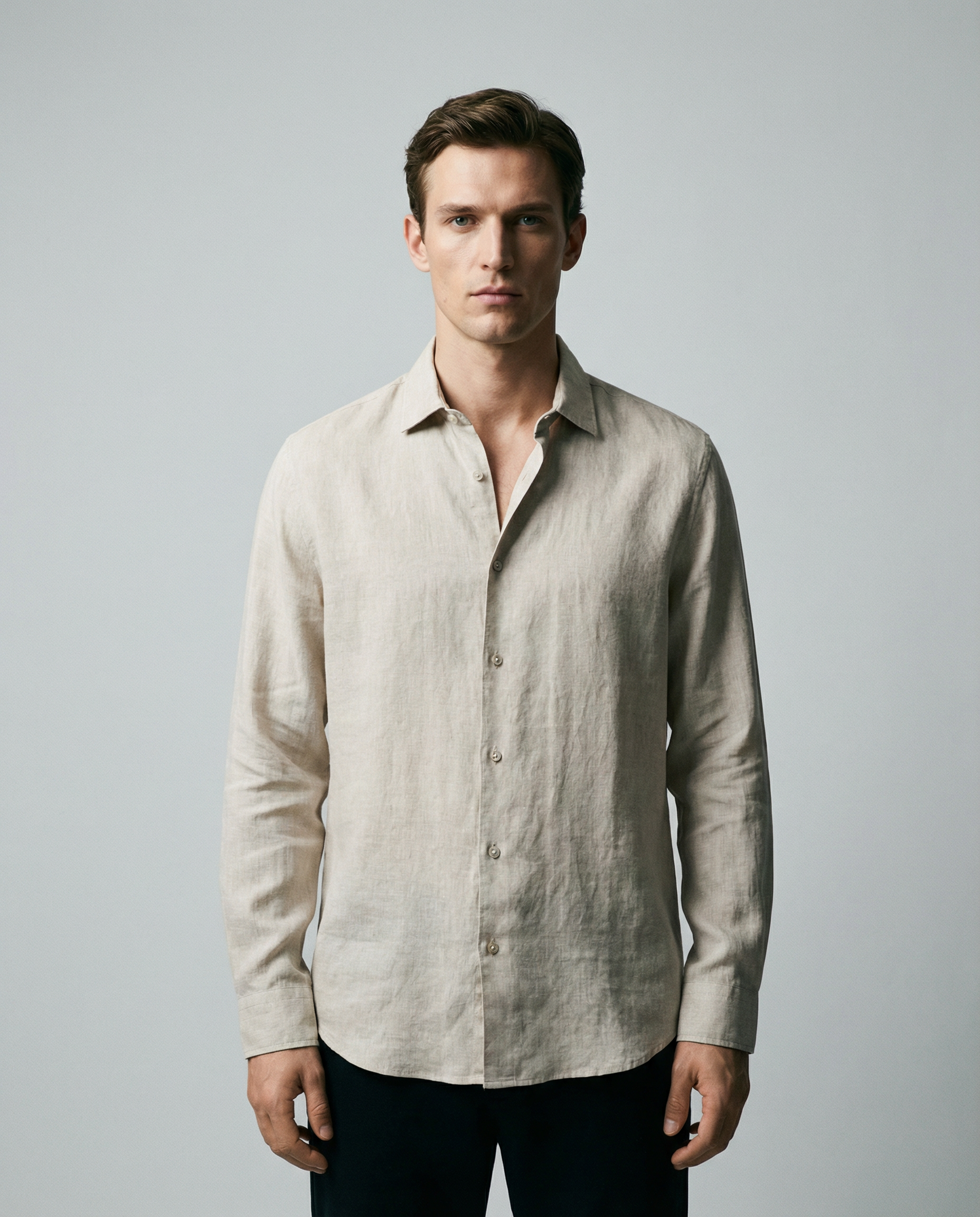 Men's Casual Linen Shirt – Stylish Long Sleeve Top for Versatile Spring & Autumn Wear — side view