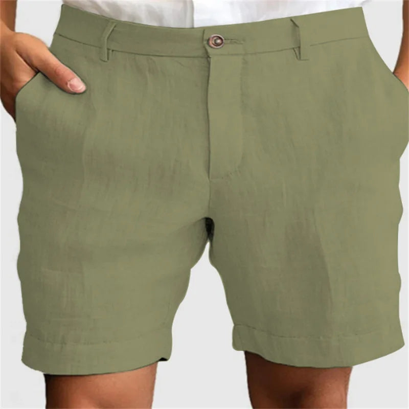Men's Casual Linen Shorts – Breathable Loose Fit for Summer Outings — alternative angle