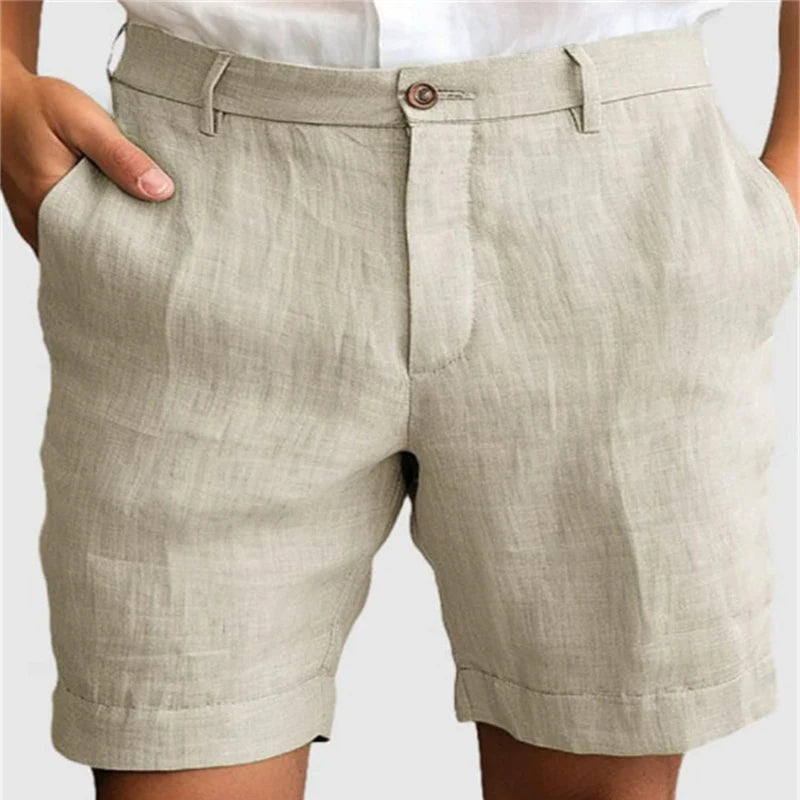 Men's Casual Linen Shorts – Breathable Loose Fit for Summer Outings — back view