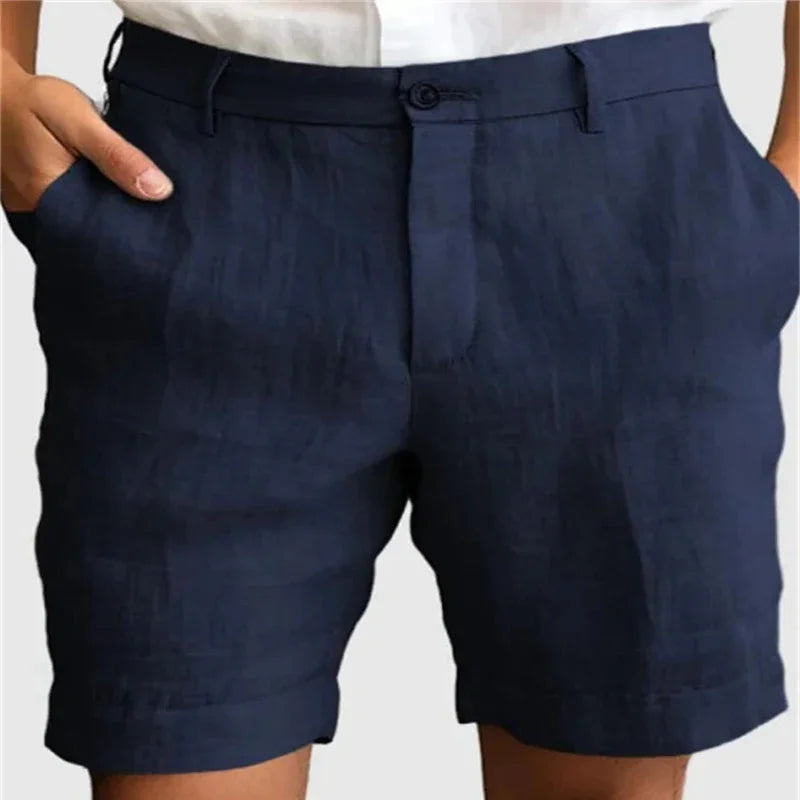 Men's Casual Linen Shorts – Breathable Loose Fit for Summer Outings — close-up