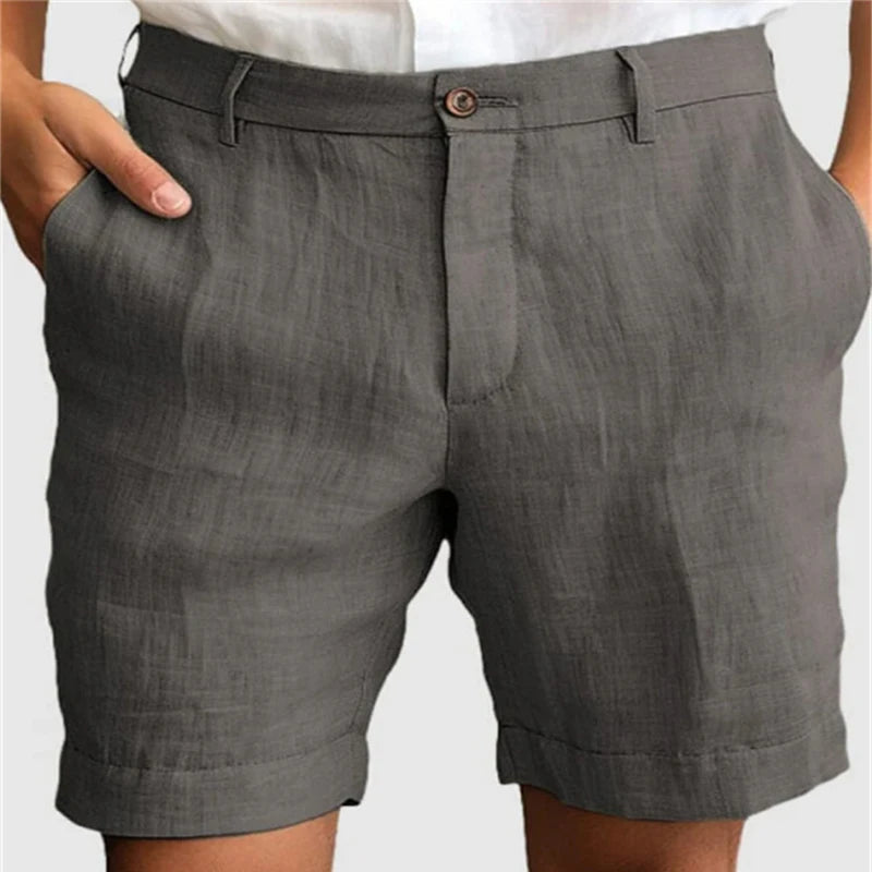 Men's Casual Linen Shorts – Breathable Loose Fit for Summer Outings — detail view