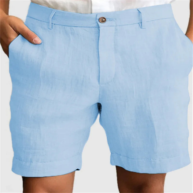 Men's Casual Linen Shorts – Breathable Loose Fit for Summer Outings — fabric detail