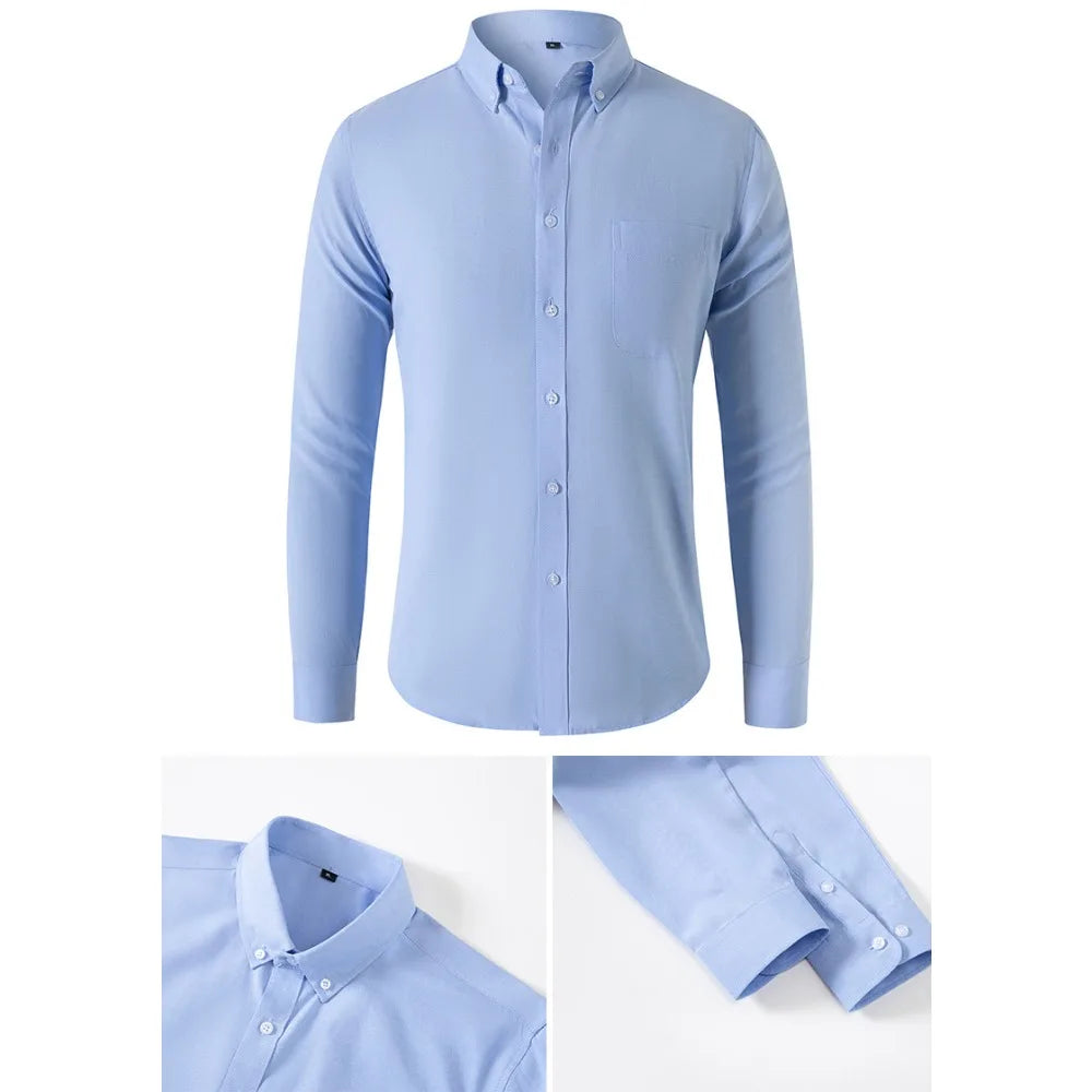 Men's Casual Oxford Shirt – Lightweight Long-Sleeved Essential For Versatile Styling — alternative angle