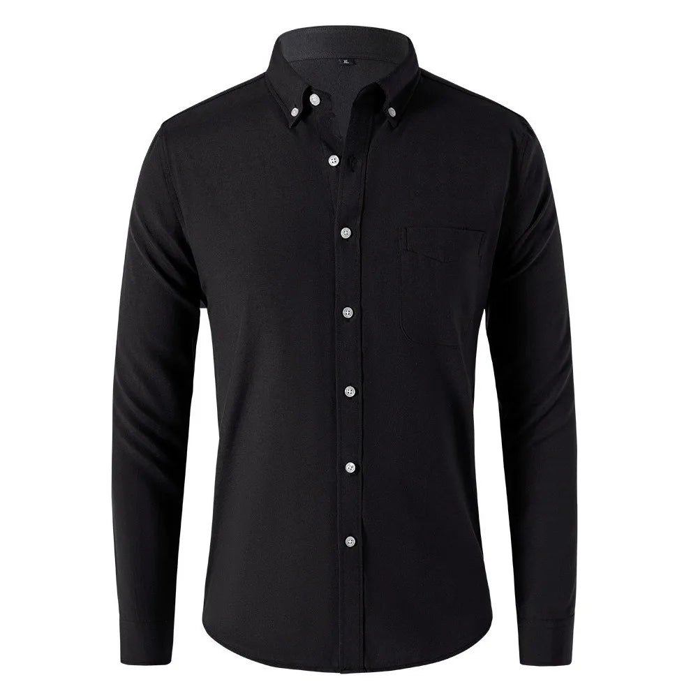 Men's Casual Oxford Shirt – Lightweight Long-Sleeved Essential For Versatile Styling — back close-up