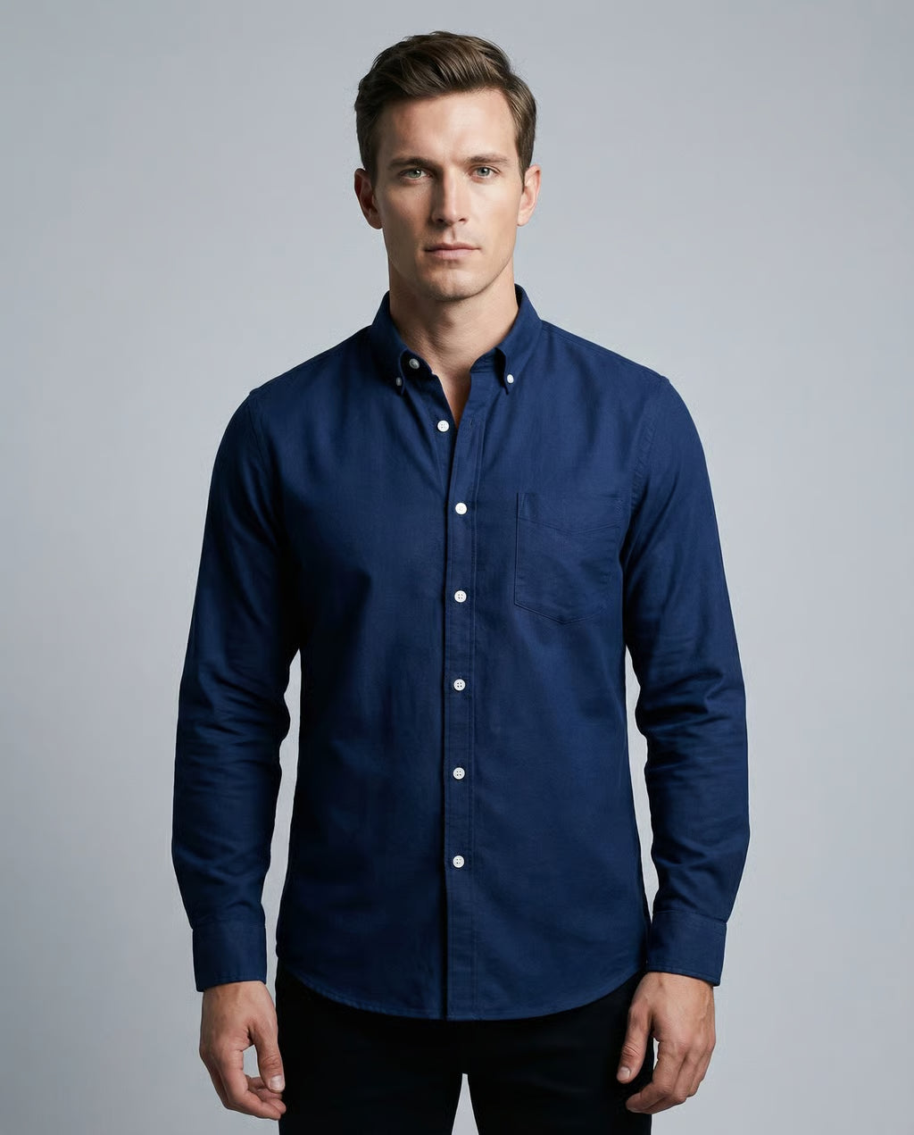 Men's Casual Oxford Shirt – Lightweight Long-Sleeved Essential For Versatile Styling — back view