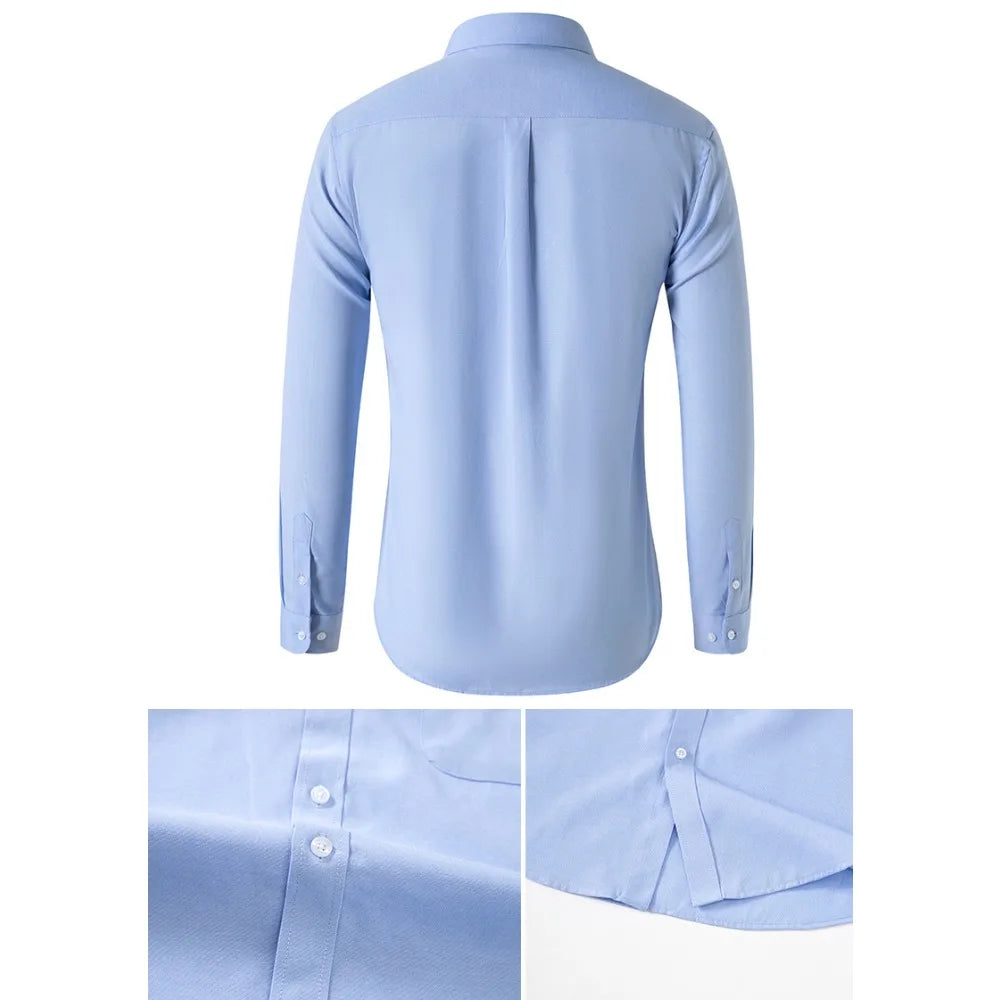 Men's Casual Oxford Shirt – Lightweight Long-Sleeved Essential For Versatile Styling — close-up