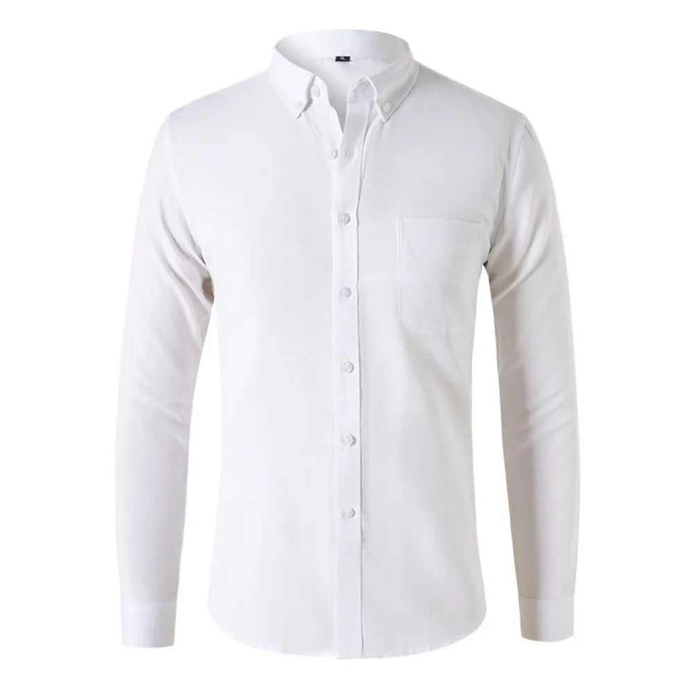 Men's Casual Oxford Shirt – Lightweight Long-Sleeved Essential For Versatile Styling — fit overview