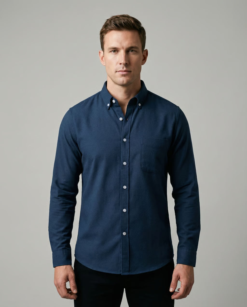 Men's Casual Oxford Shirt – Lightweight Long-Sleeved Essential For Versatile Styling — side view