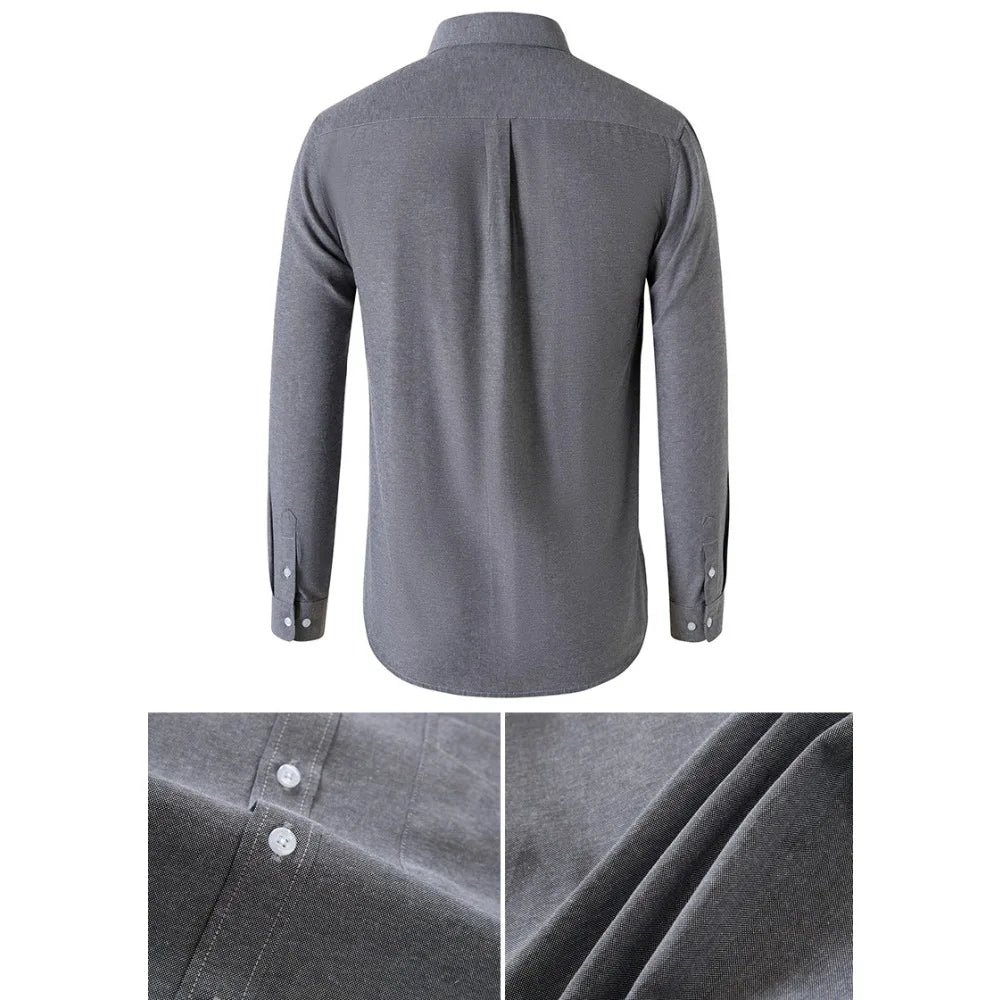 Men's Casual Oxford Shirt – Lightweight Long-Sleeved Essential For Versatile Styling — styling detail