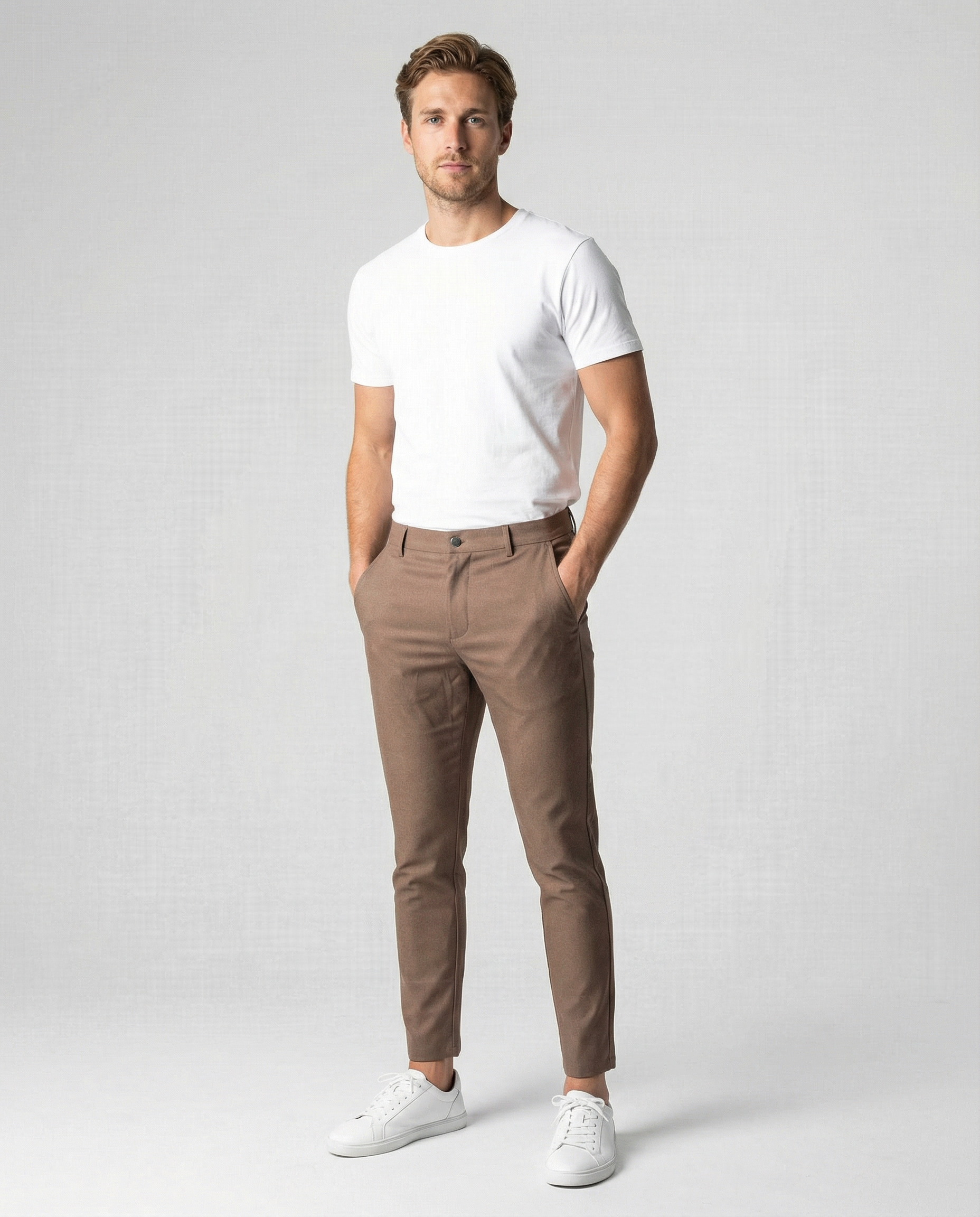 Men's Casual Pants – Slim Fit Solid Color Design for Versatile Everyday Style — back view