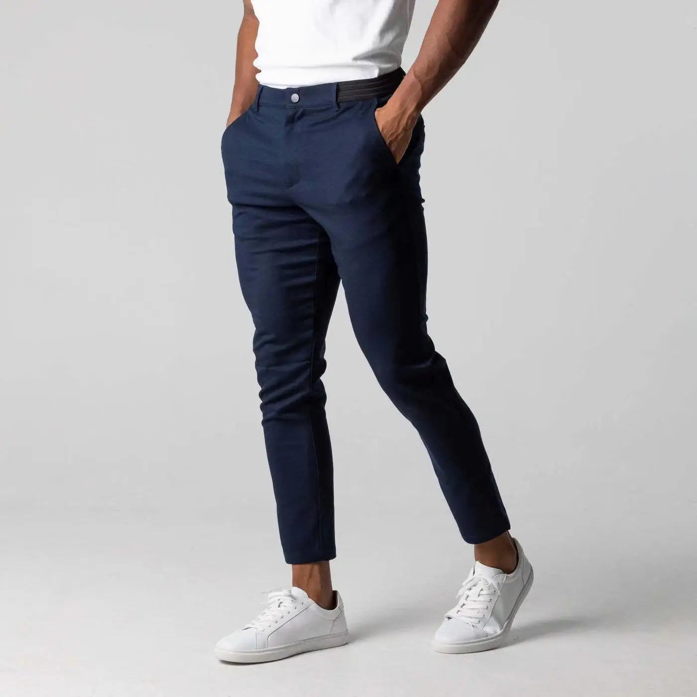 Men's Casual Pants – Slim Fit Solid Color Design for Versatile Everyday Style — model wearing