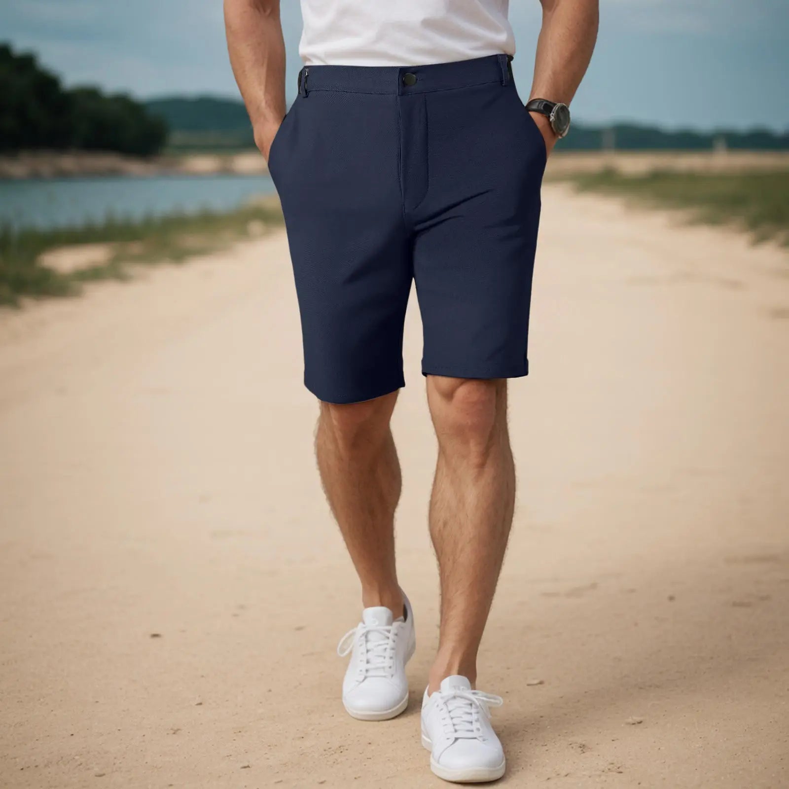 Men's Casual Shorts – Breathable Quick-Dry Design for Outdoor Comfort — model wearing