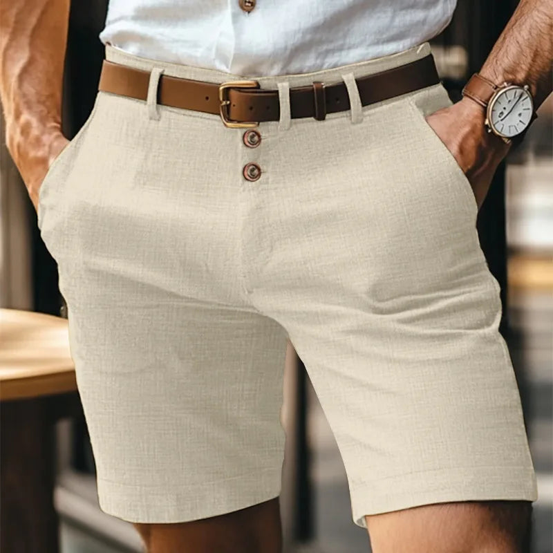 Men's Casual Shorts – Stylish Triple Button Design for Comfortable Beach Wear — back close-up