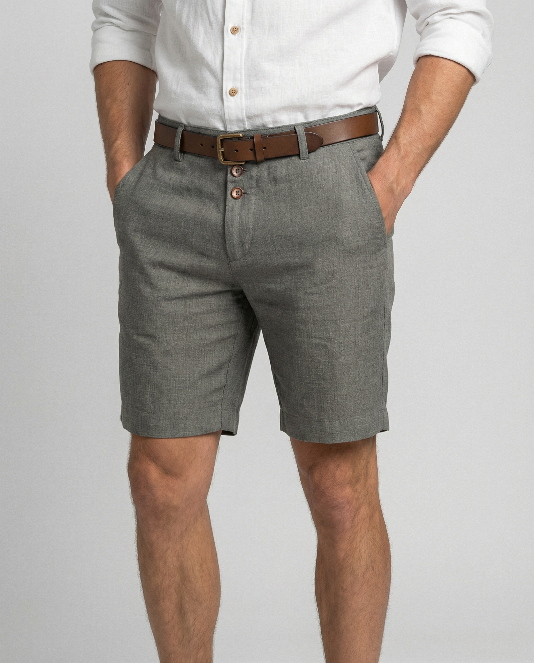 Men's Casual Shorts – Stylish Triple Button Design for Comfortable Beach Wear — back view