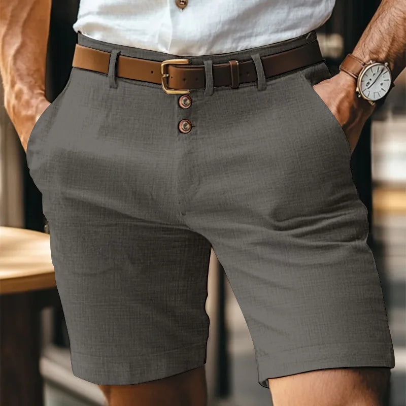Men's Casual Shorts – Stylish Triple Button Design for Comfortable Beach Wear — close-up