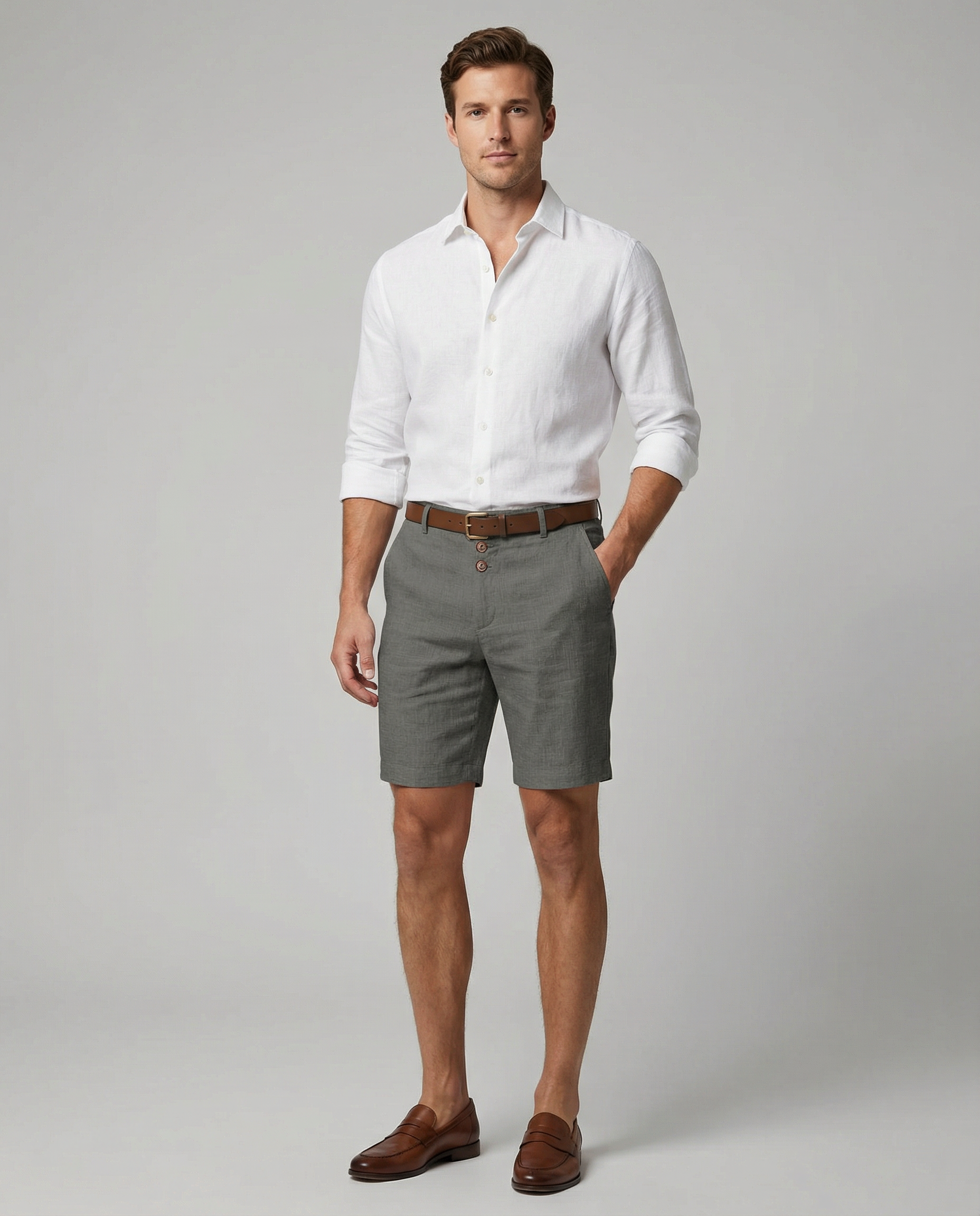 Men's Casual Shorts – Stylish Triple Button Design for Comfortable Beach Wear — detail view