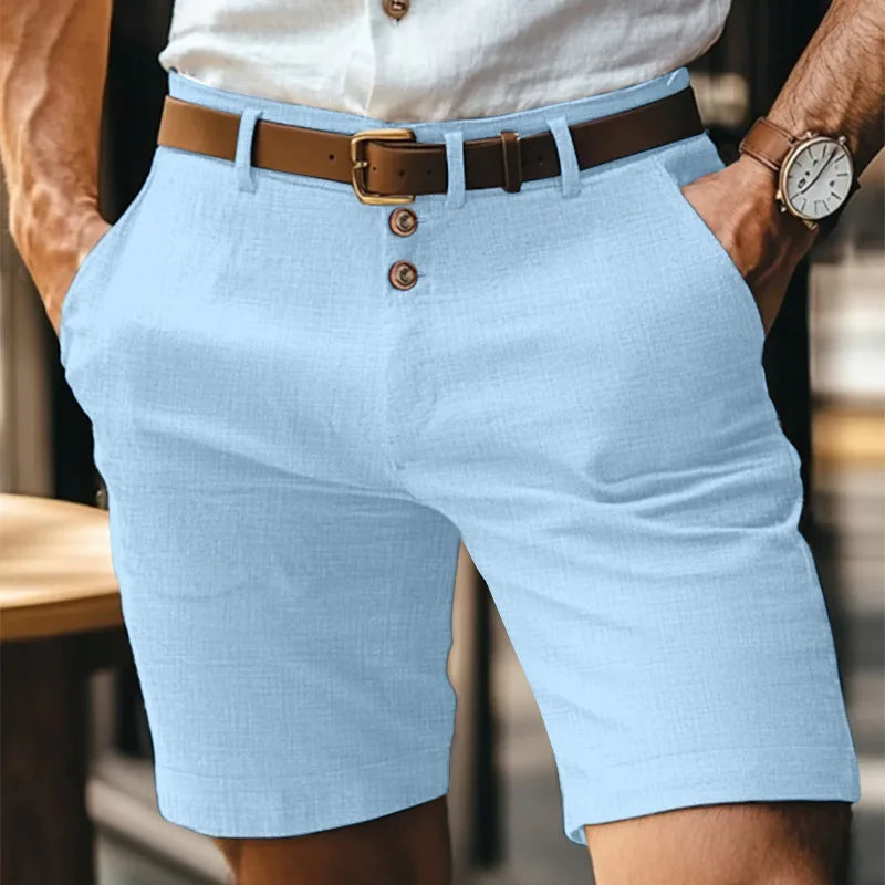 Men's Casual Shorts – Stylish Triple Button Design for Comfortable Beach Wear — fabric detail