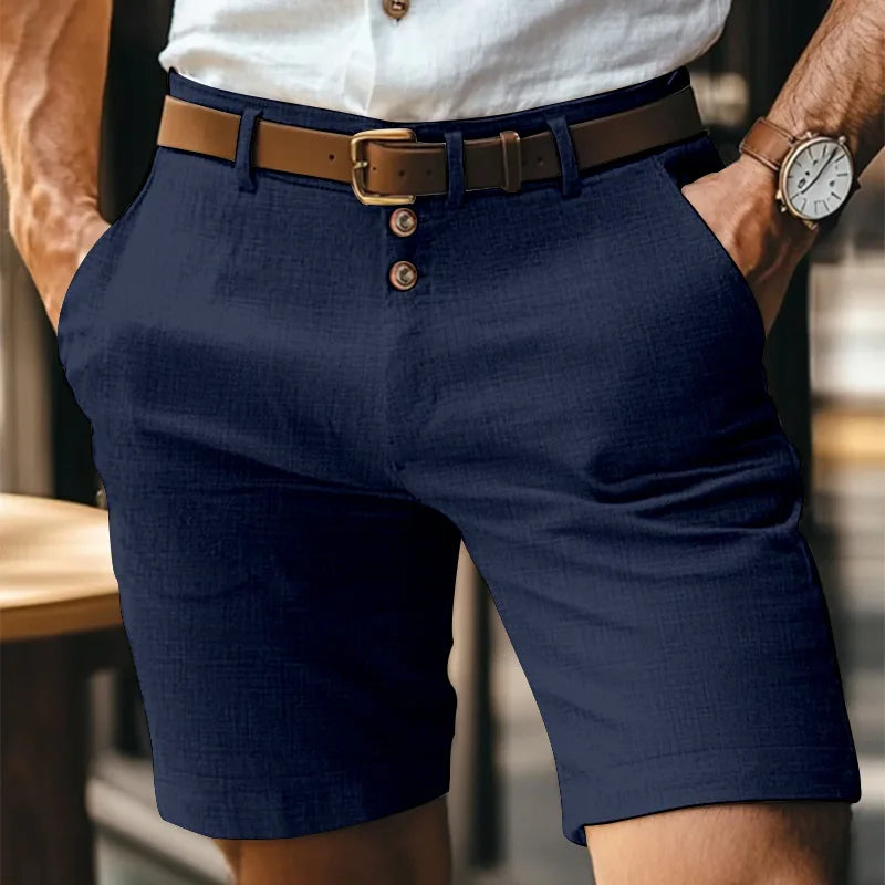 Men's Casual Shorts – Stylish Triple Button Design for Comfortable Beach Wear — fit overview