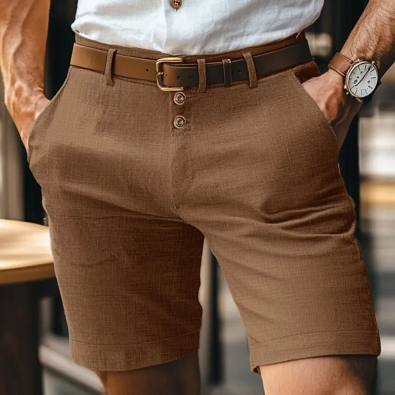 Men's Casual Shorts – Stylish Triple Button Design for Comfortable Beach Wear — front close-up