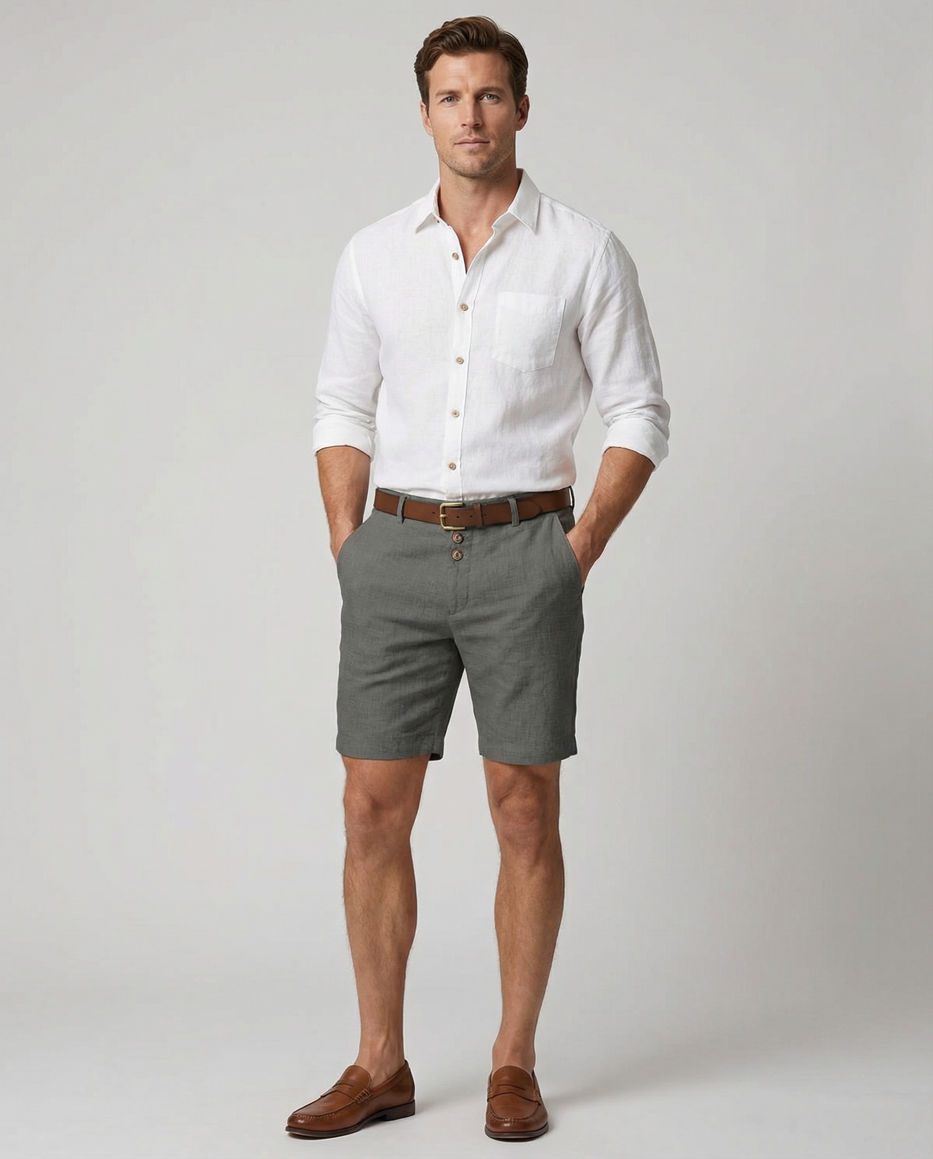 Men's Casual Shorts – Stylish Triple Button Design for Comfortable Beach Wear — side view