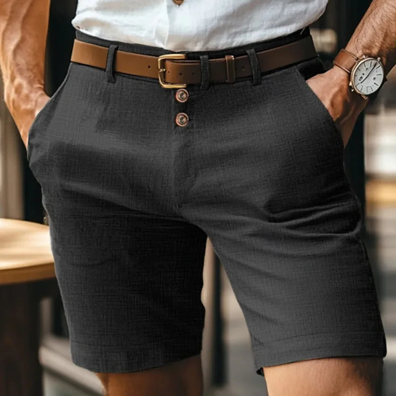 Men's Casual Shorts – Stylish Triple Button Design for Comfortable Beach Wear — styling detail