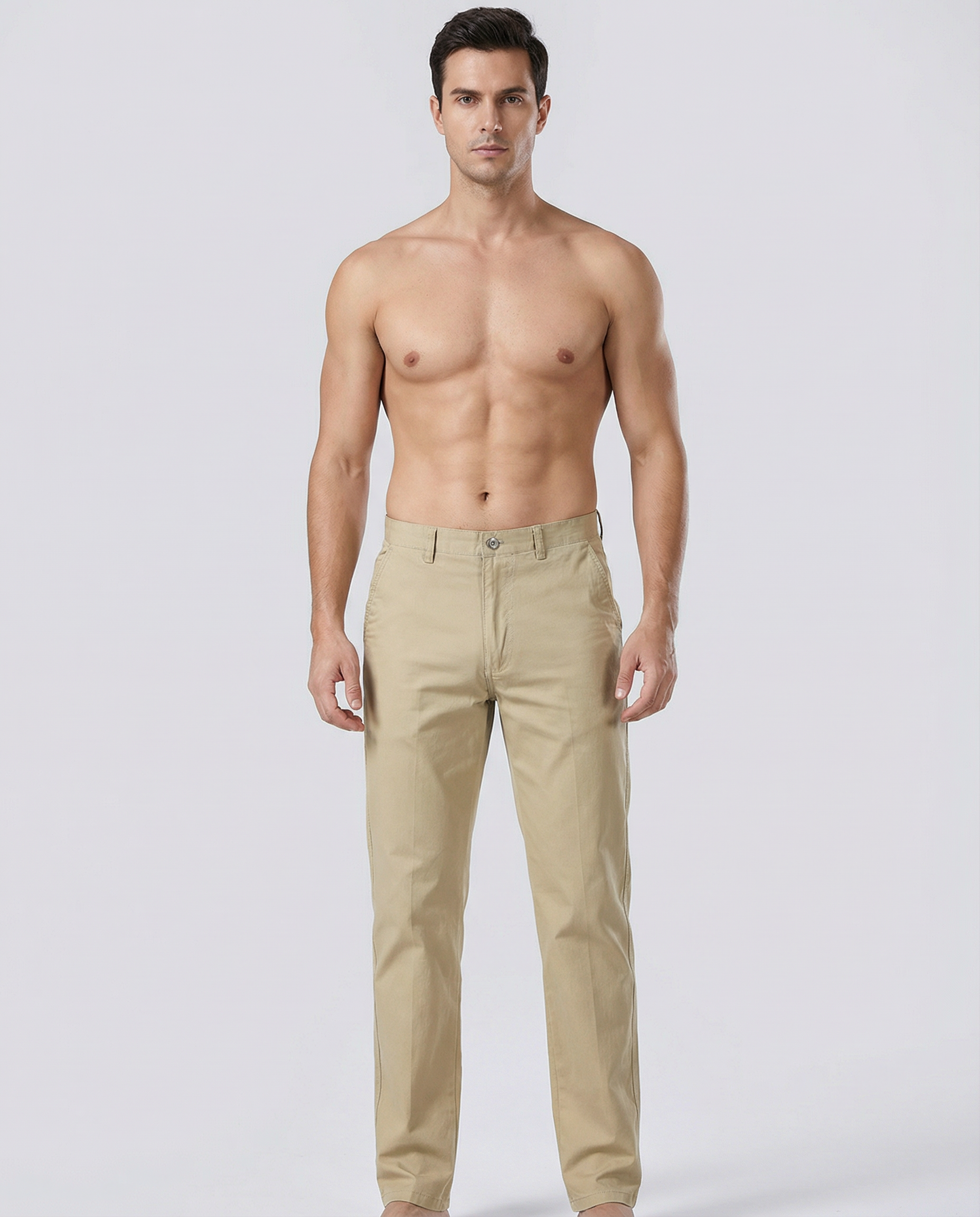 Men's Casual Trousers – Comfortable High Waist Straight Fit for Versatile Styling — back view