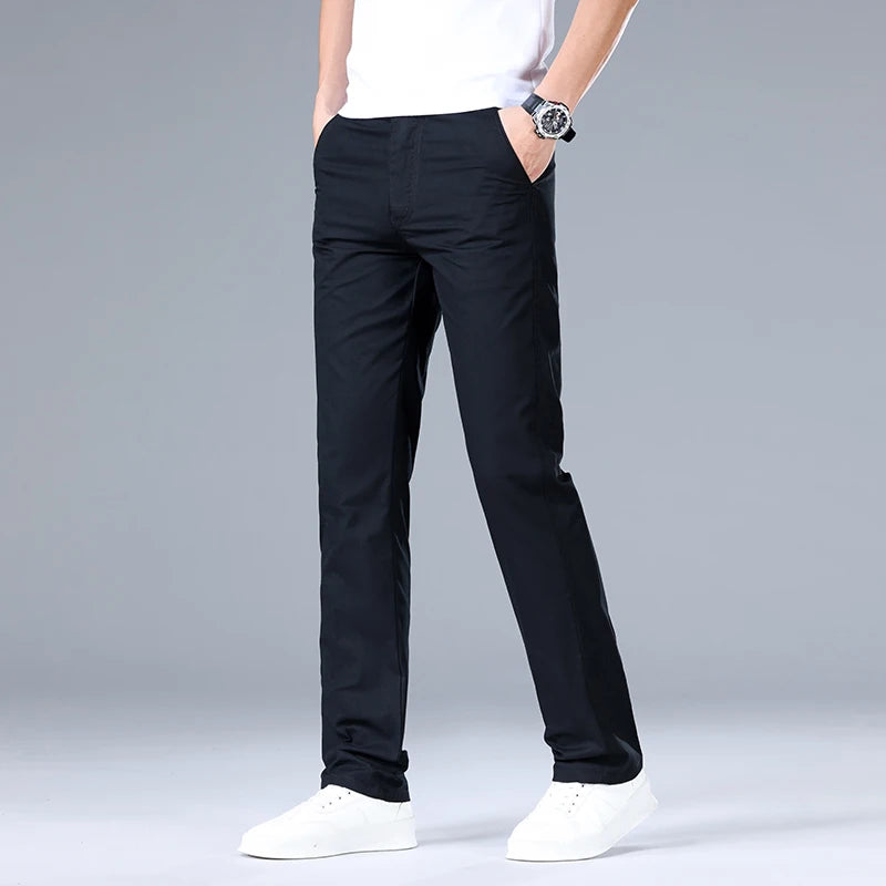 Men's Casual Trousers – Comfortable High Waist Straight Fit for Versatile Styling — close-up