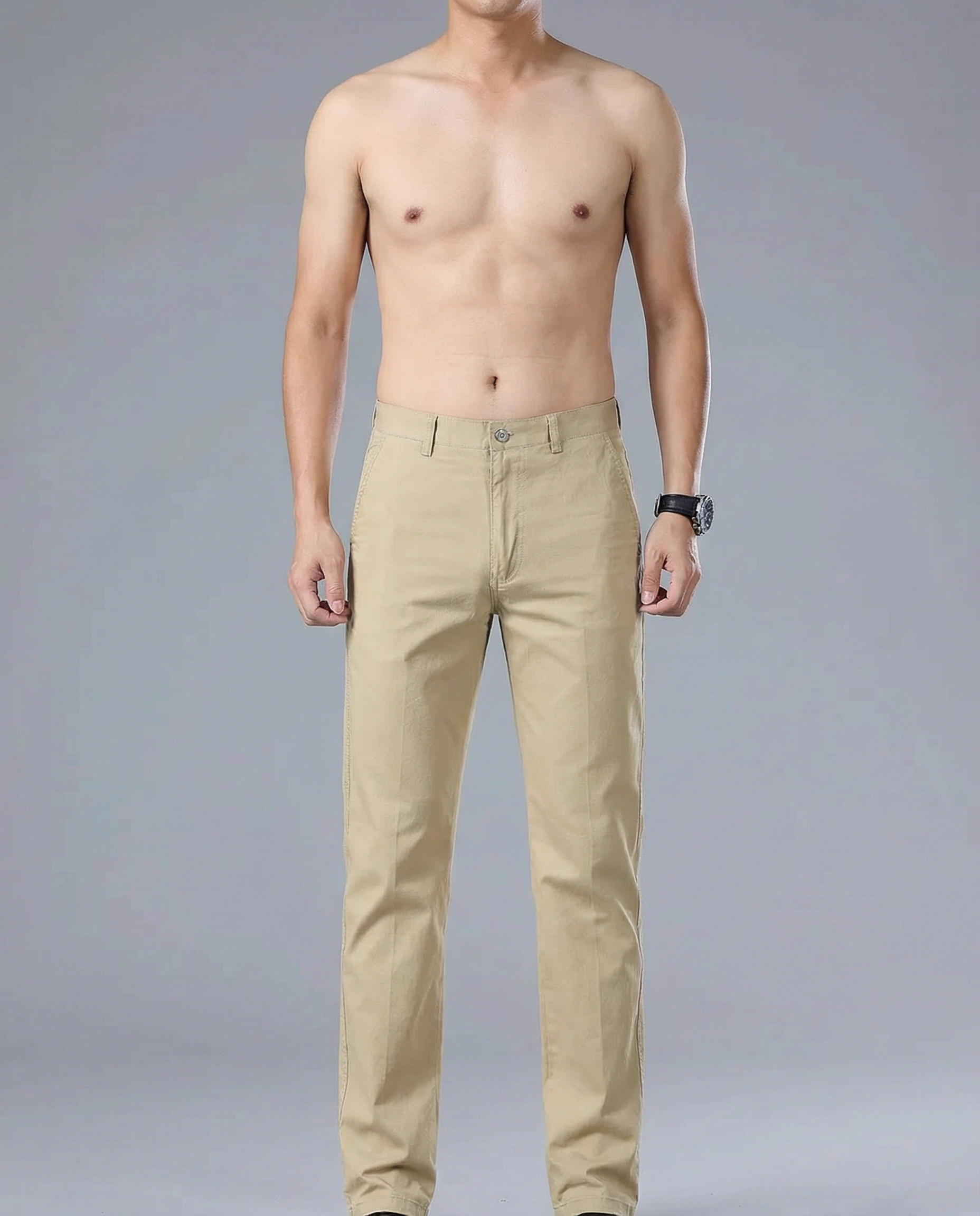 Men's Casual Trousers – Comfortable High Waist Straight Fit for Versatile Styling — detail view